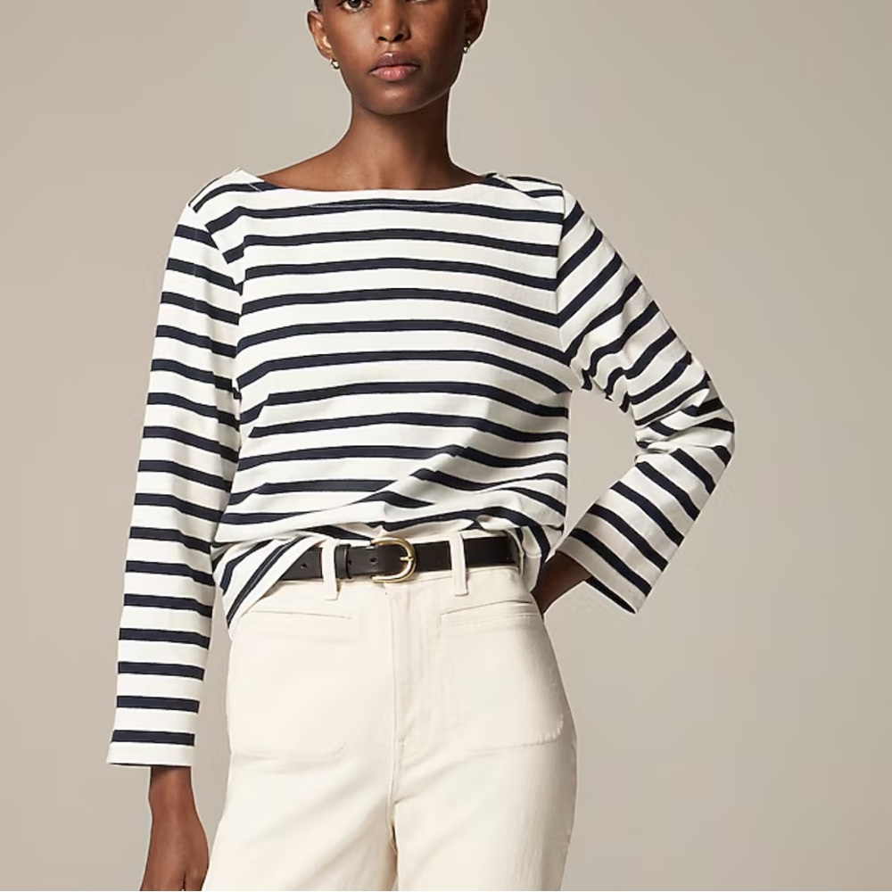 J. Crew Navy and White Striped Long Sleeve Top
